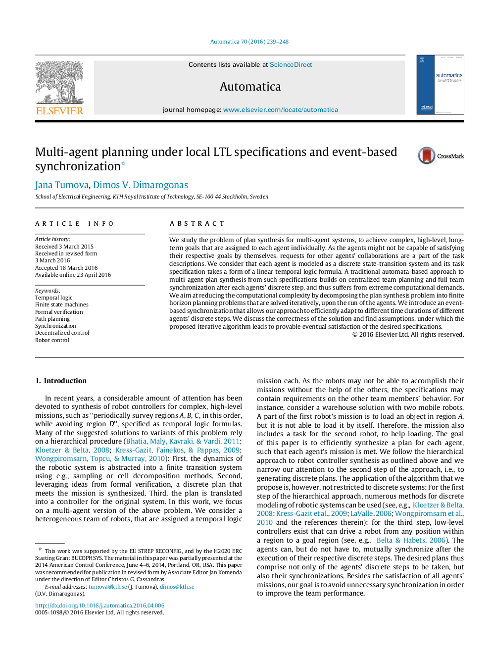 Multi-agent planning under local LTL specifications and event-based synchronization 