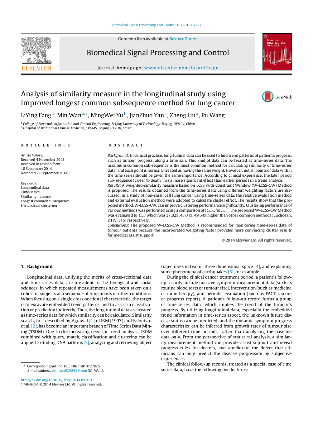 Analysis of similarity measure in the longitudinal study using improved longest common subsequence method for lung cancer