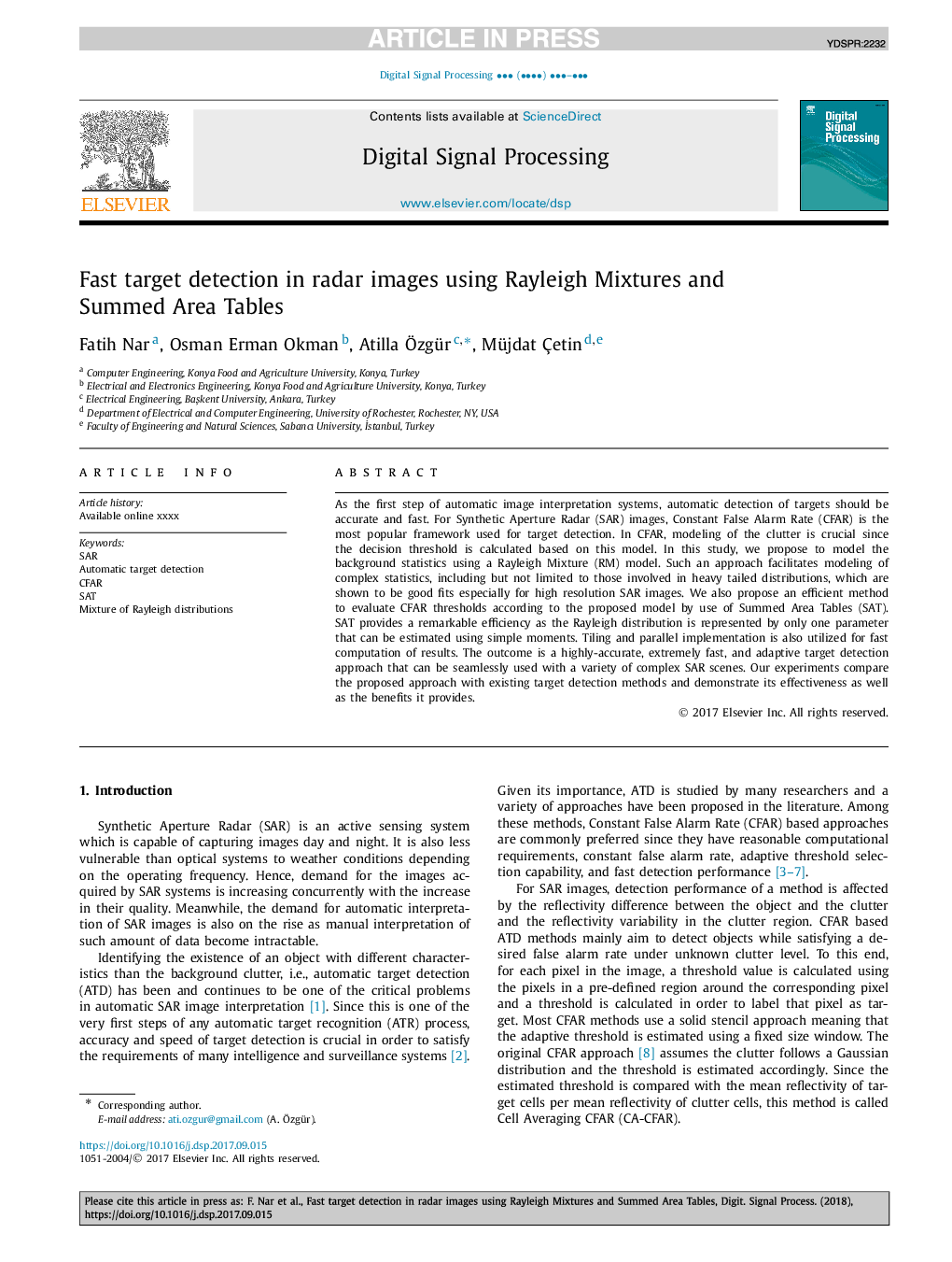 Fast target detection in radar images using Rayleigh Mixtures and Summed Area Tables