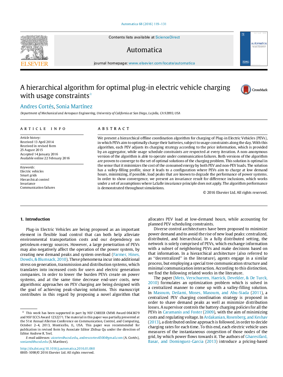 A hierarchical algorithm for optimal plug-in electric vehicle charging with usage constraints 