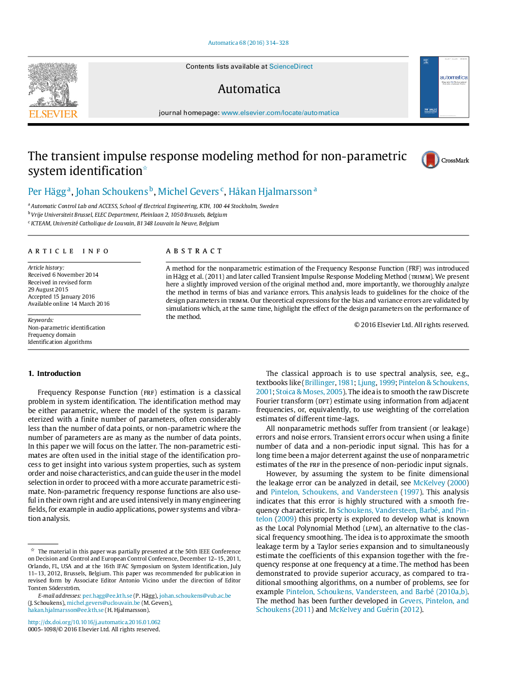 The transient impulse response modeling method for non-parametric system identification 