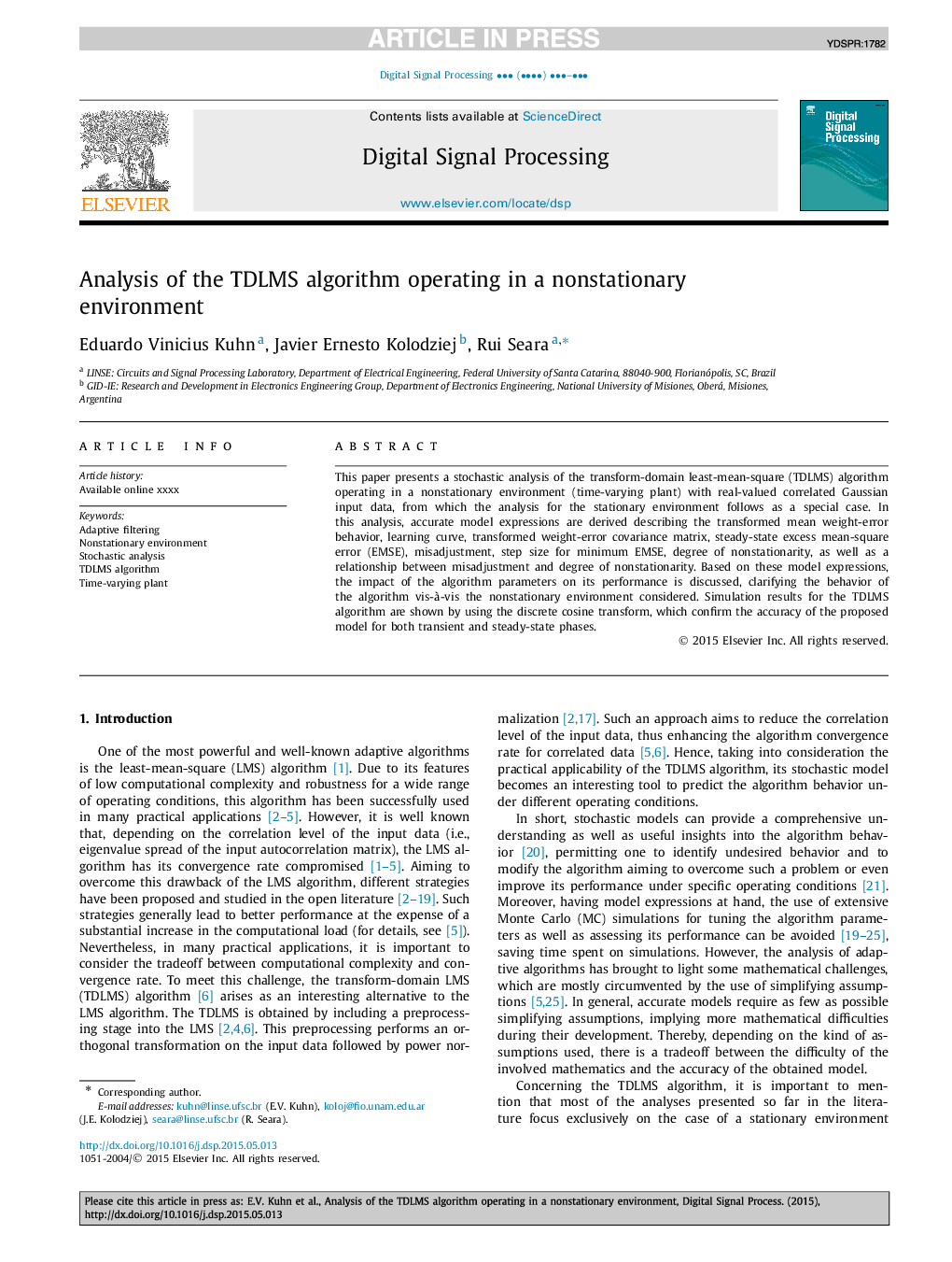 Analysis of the TDLMS algorithm operating in a nonstationary environment