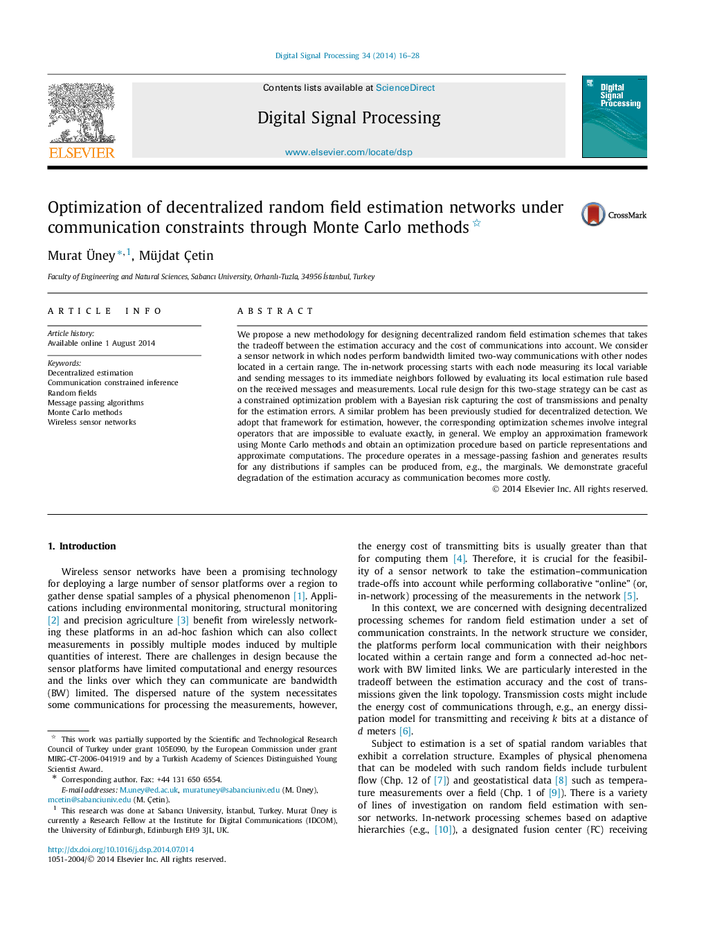 Optimization of decentralized random field estimation networks under communication constraints through Monte Carlo methods