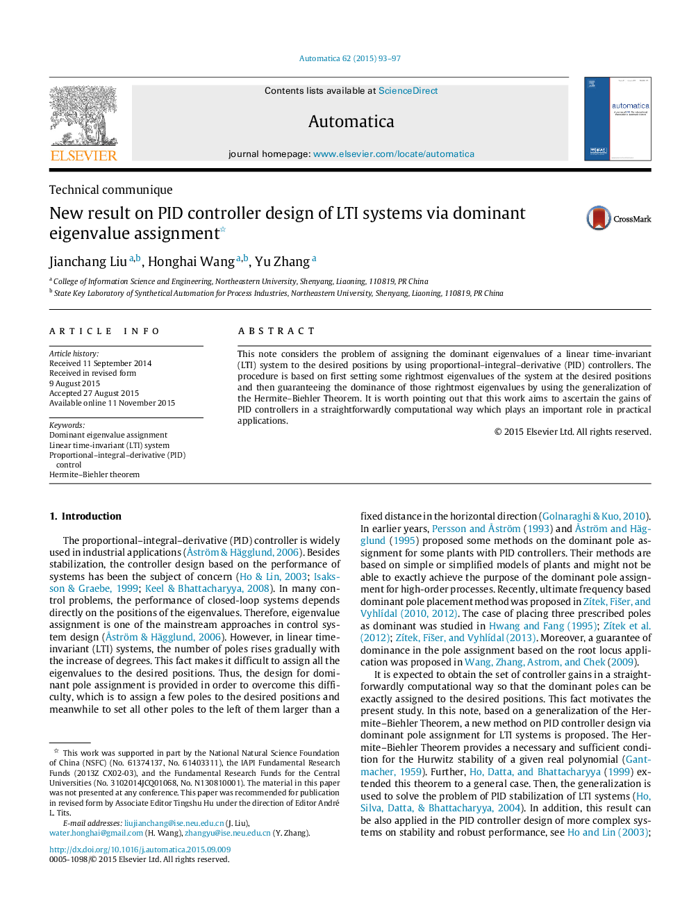 New result on PID controller design of LTI systems via dominant eigenvalue assignment 