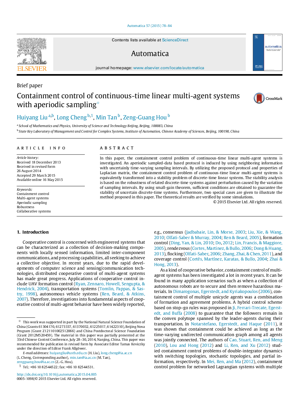 Containment control of continuous-time linear multi-agent systems with aperiodic sampling 