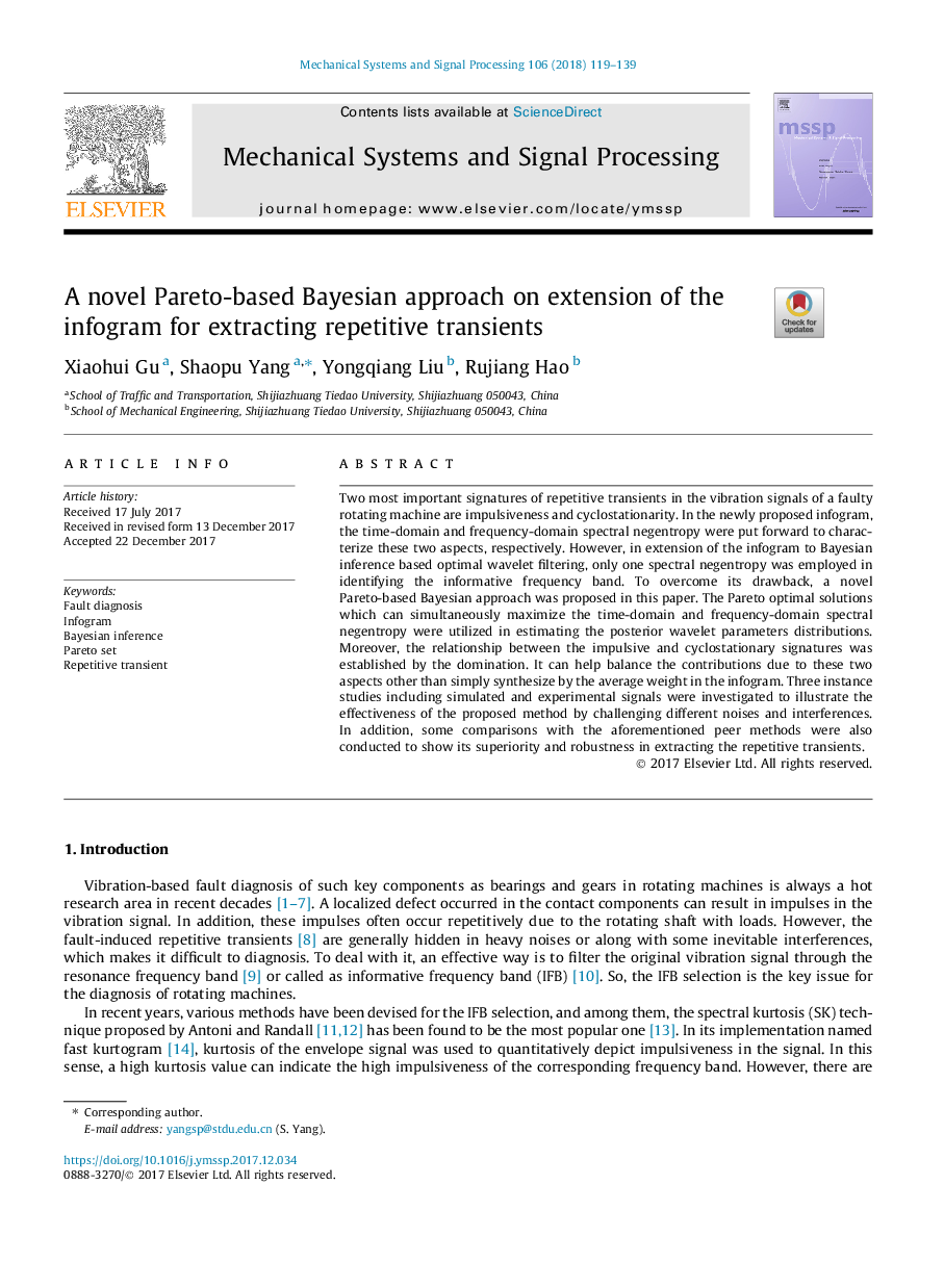 A novel Pareto-based Bayesian approach on extension of the infogram for extracting repetitive transients