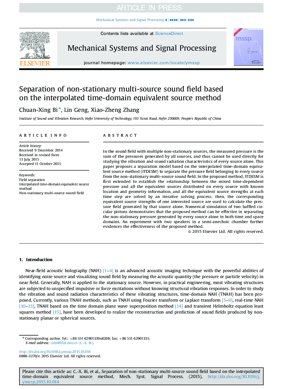 Separation of non-stationary multi-source sound field based on the interpolated time-domain equivalent source method