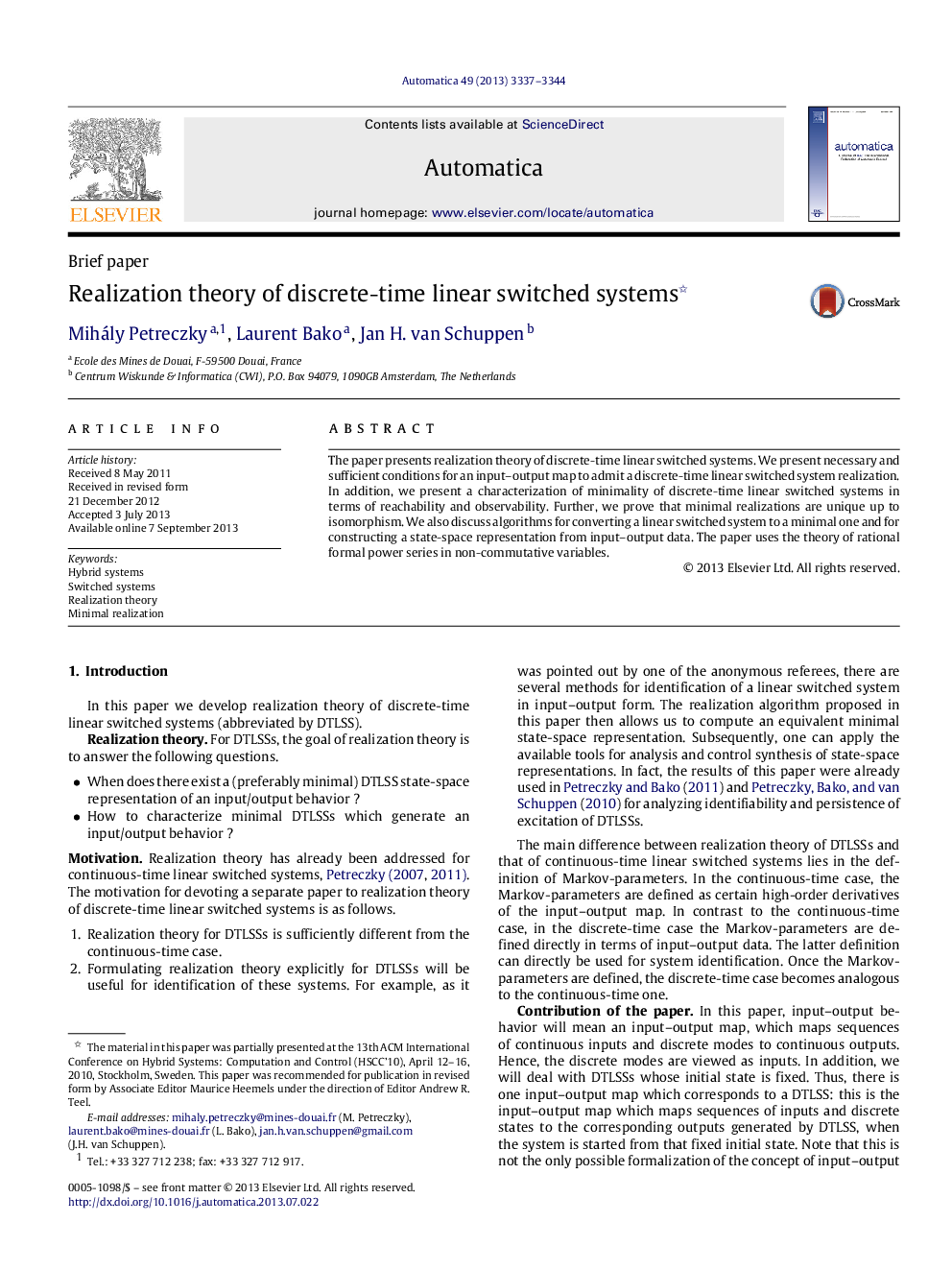 Realization theory of discrete-time linear switched systems 