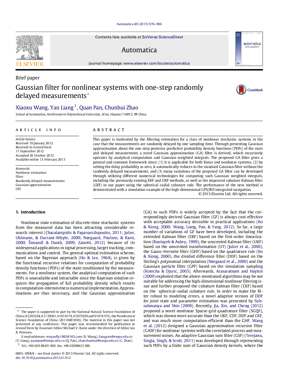 Gaussian filter for nonlinear systems with one-step randomly delayed measurements 