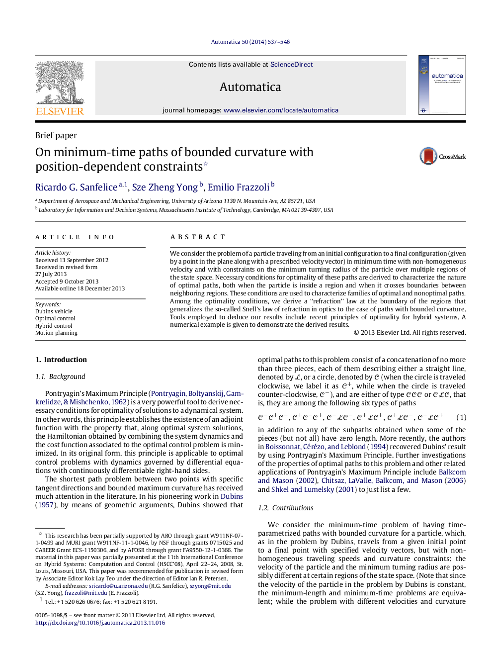 On minimum-time paths of bounded curvature with position-dependent constraints 