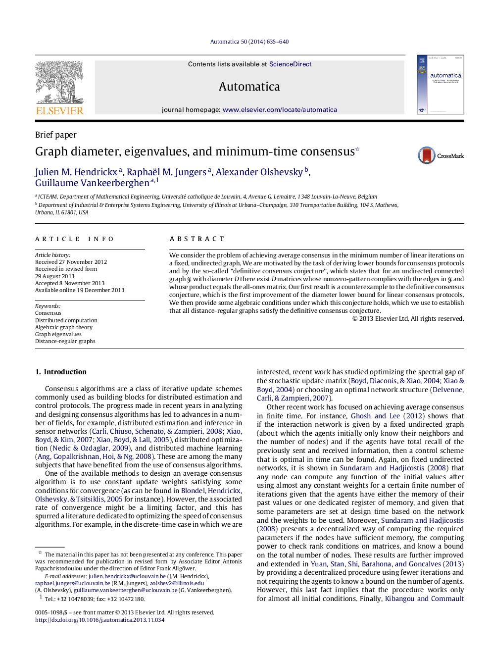 Graph diameter, eigenvalues, and minimum-time consensus 