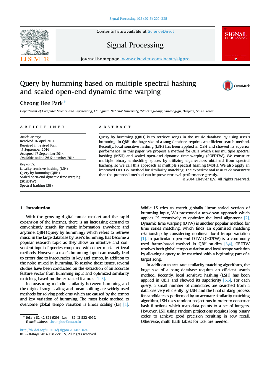 عکس صفحه اول مقاله: Query by humming based on multiple spectral hashing and scaled open-end dynamic time warping Query by humming based on multiple spectral hashing and scaled open-end dynamic time warping