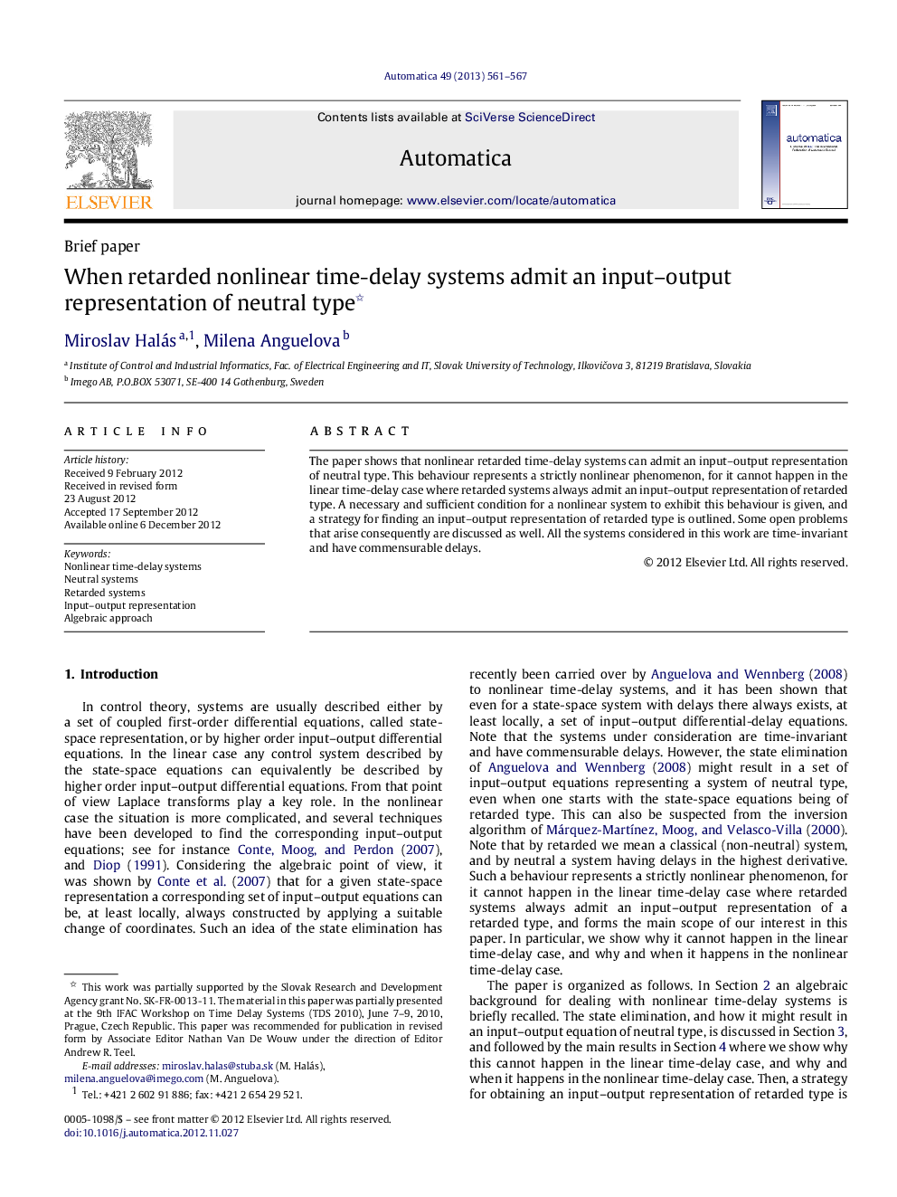 When retarded nonlinear time-delay systems admit an input–output representation of neutral type 