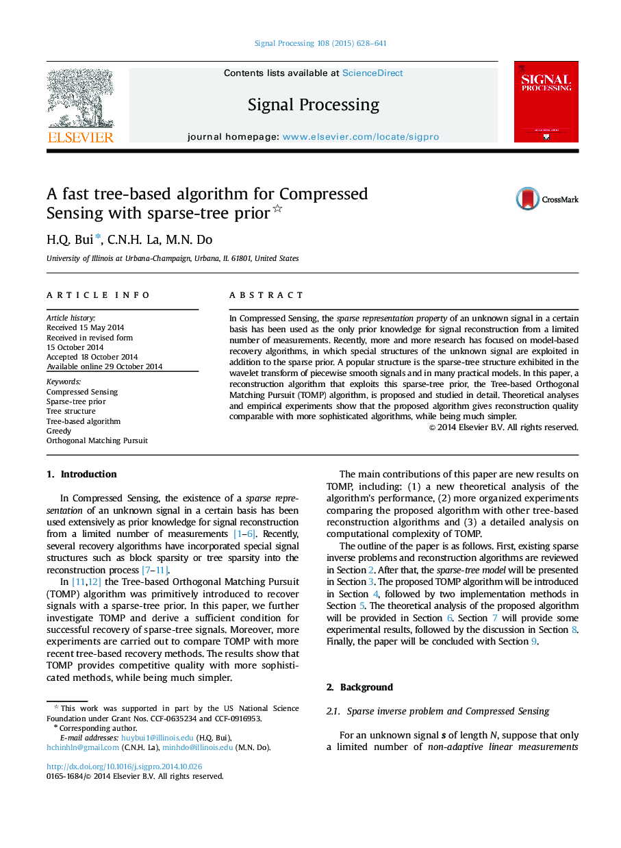 A fast tree-based algorithm for Compressed Sensing with sparse-tree prior