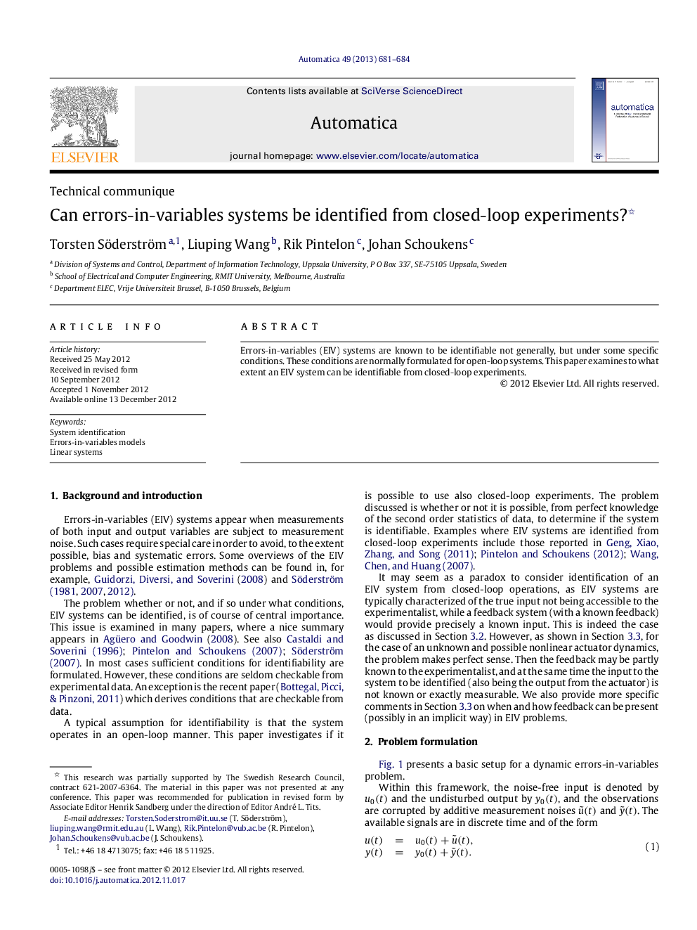 Can errors-in-variables systems be identified from closed-loop experiments? 