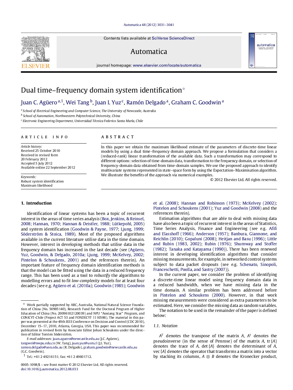 Dual time–frequency domain system identification 