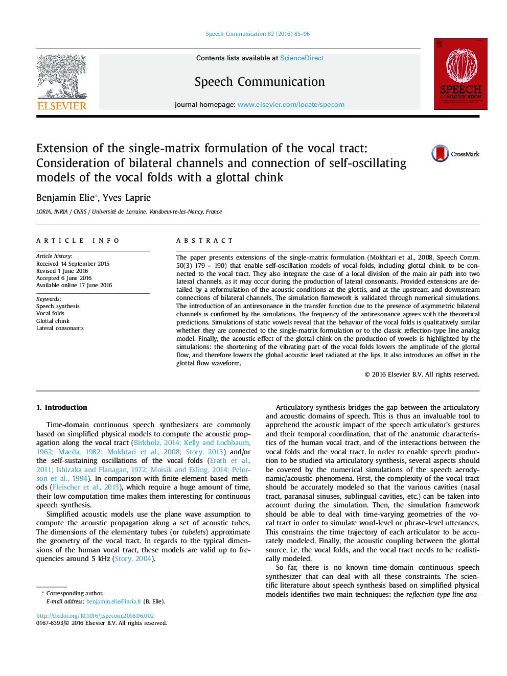 Extension of the single-matrix formulation of the vocal tract: Consideration of bilateral channels and connection of self-oscillating models of the vocal folds with a glottal chink