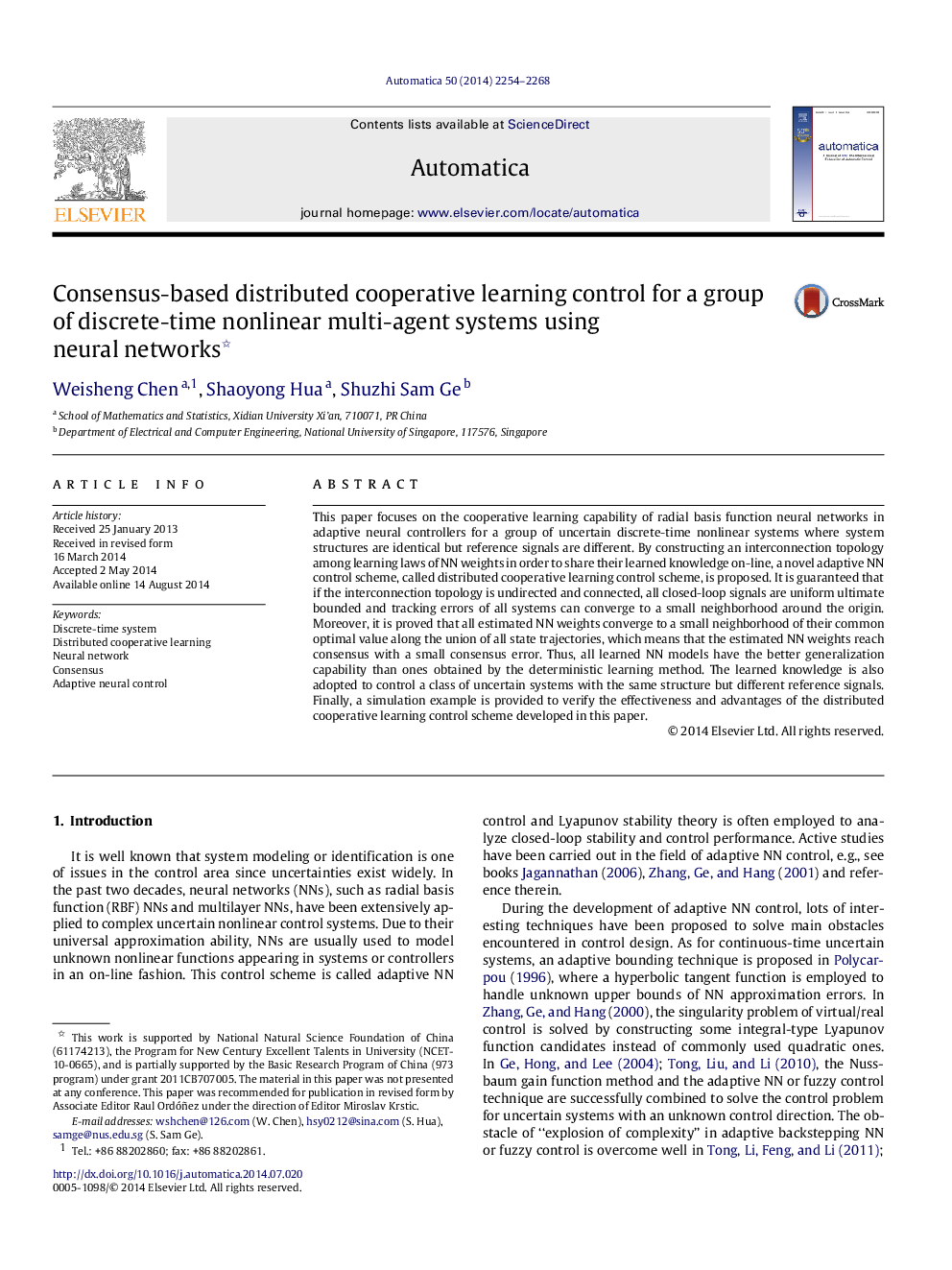 Consensus-based distributed cooperative learning control for a group of discrete-time nonlinear multi-agent systems using neural networks 