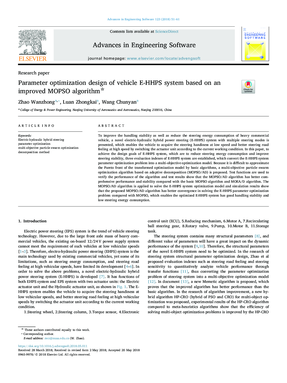 عکس صفحه اول مقاله: Parameter optimization design of vehicle E-HHPS system based on an improved MOPSO algorithm Parameter optimization design of vehicle E-HHPS system based on an improved MOPSO algorithm