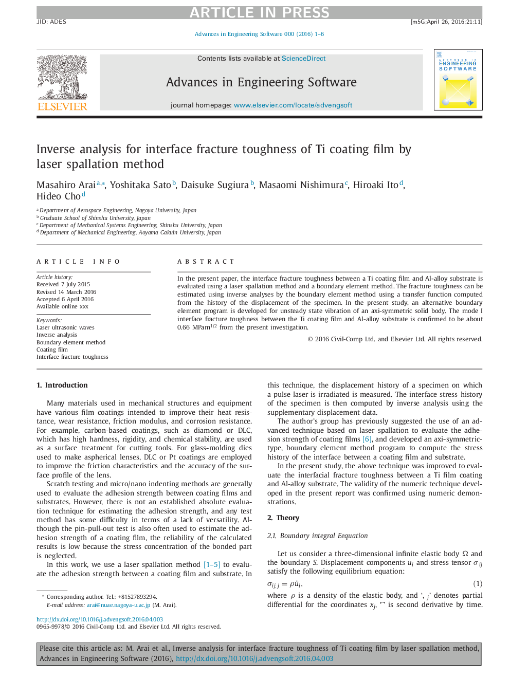 Inverse analysis for interface fracture toughness of Ti coating film by laser spallation method