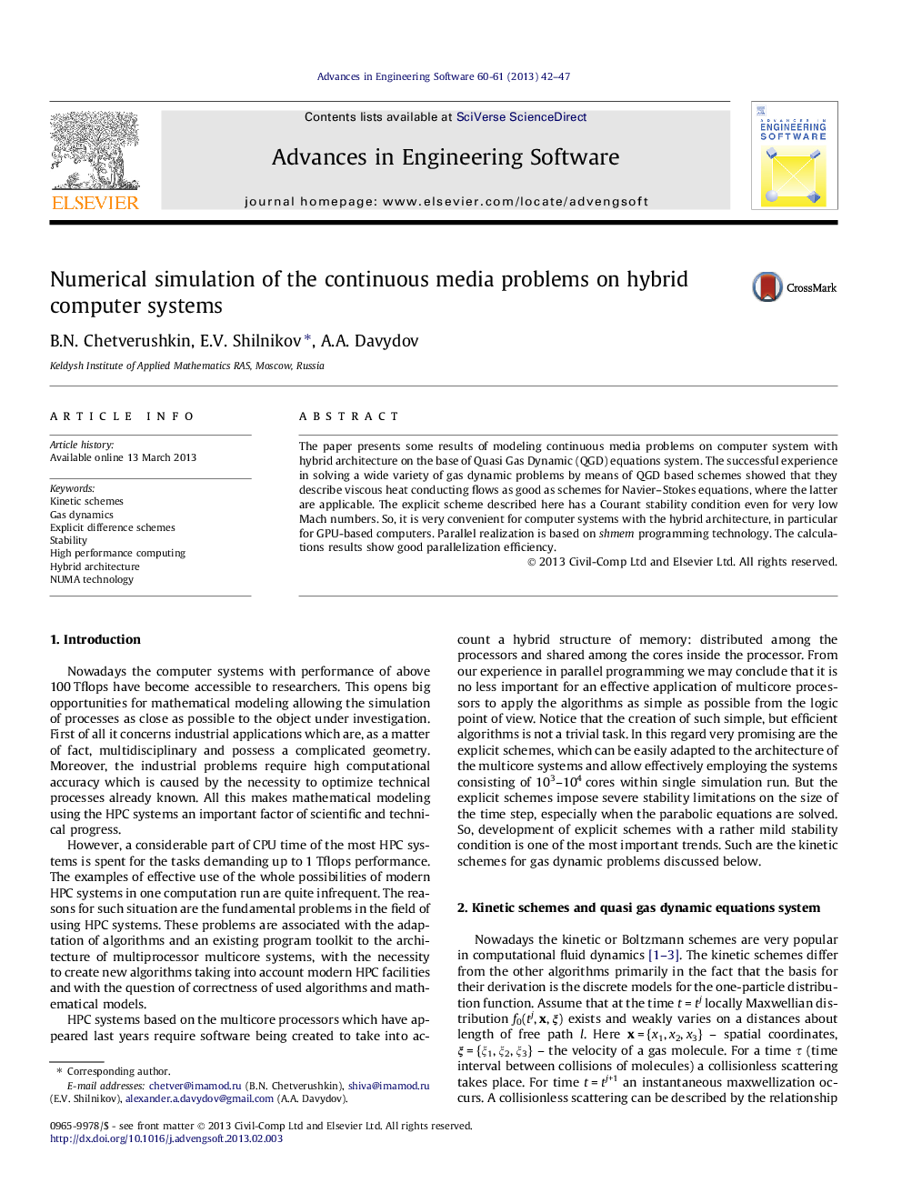 Numerical simulation of the continuous media problems on hybrid computer systems