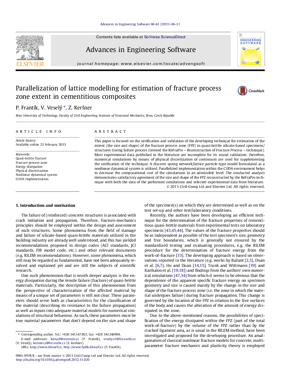 Parallelization of lattice modelling for estimation of fracture process zone extent in cementitious composites