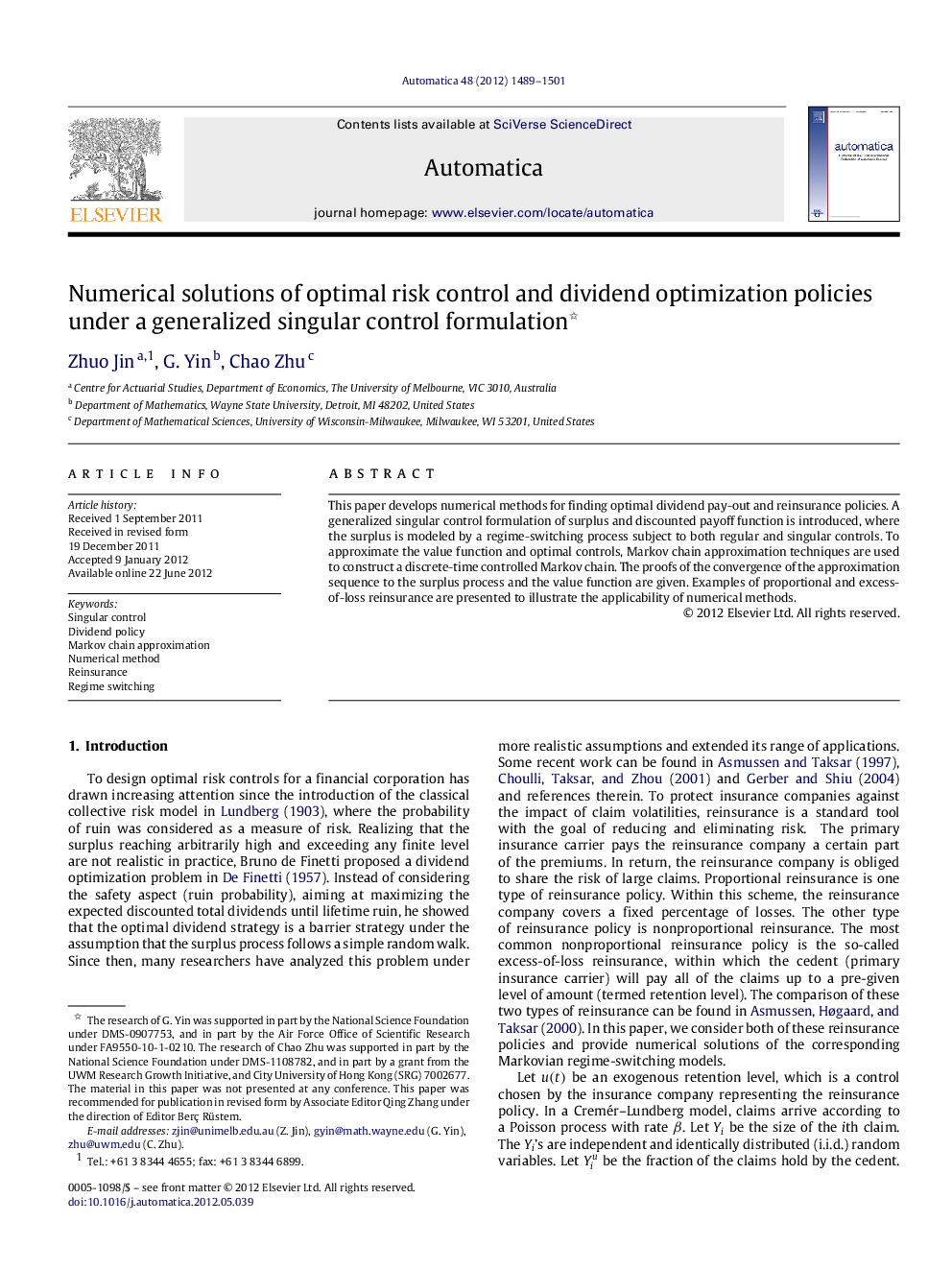 Numerical solutions of optimal risk control and dividend optimization policies under a generalized singular control formulation 