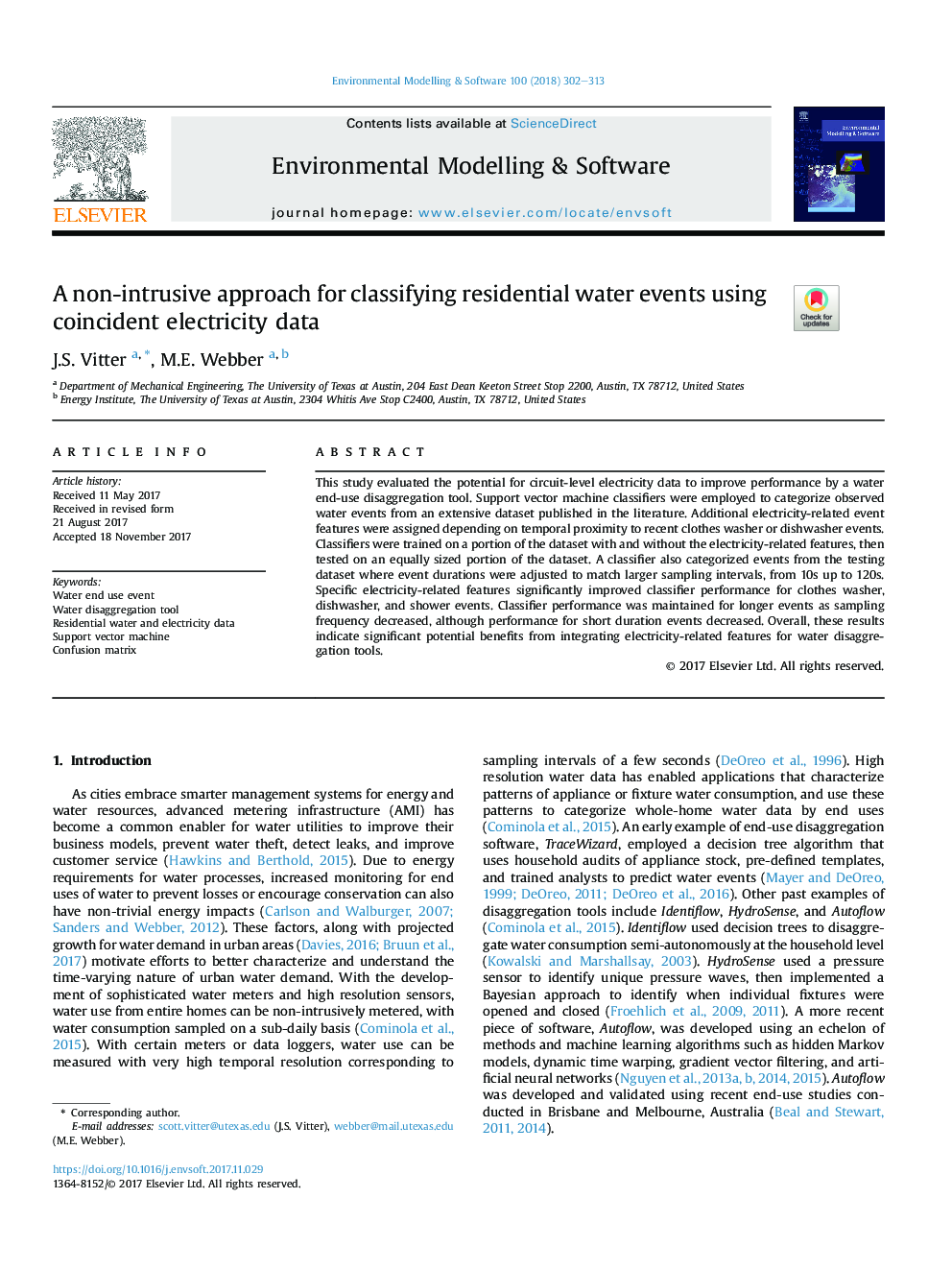 A non-intrusive approach for classifying residential water events using coincident electricity data