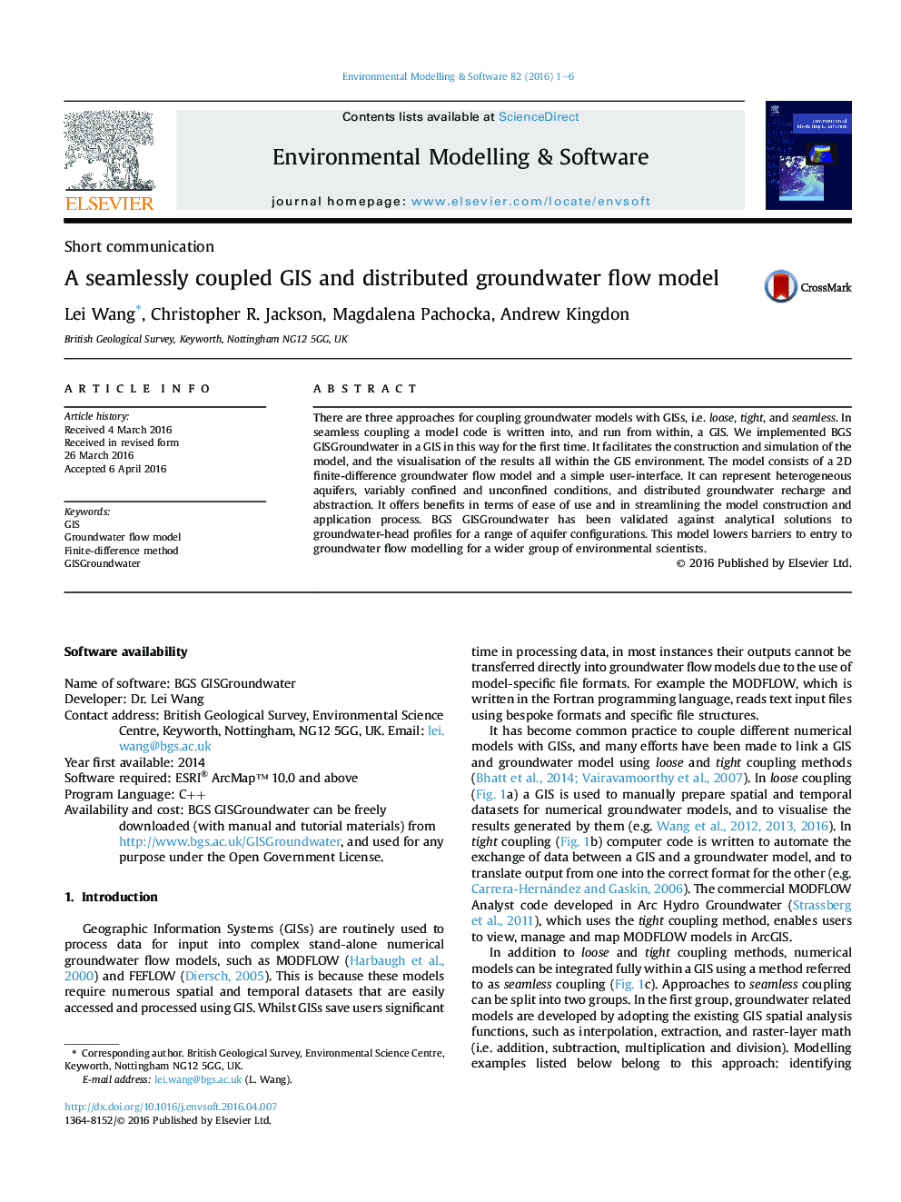 A seamlessly coupled GIS and distributed groundwater flow model