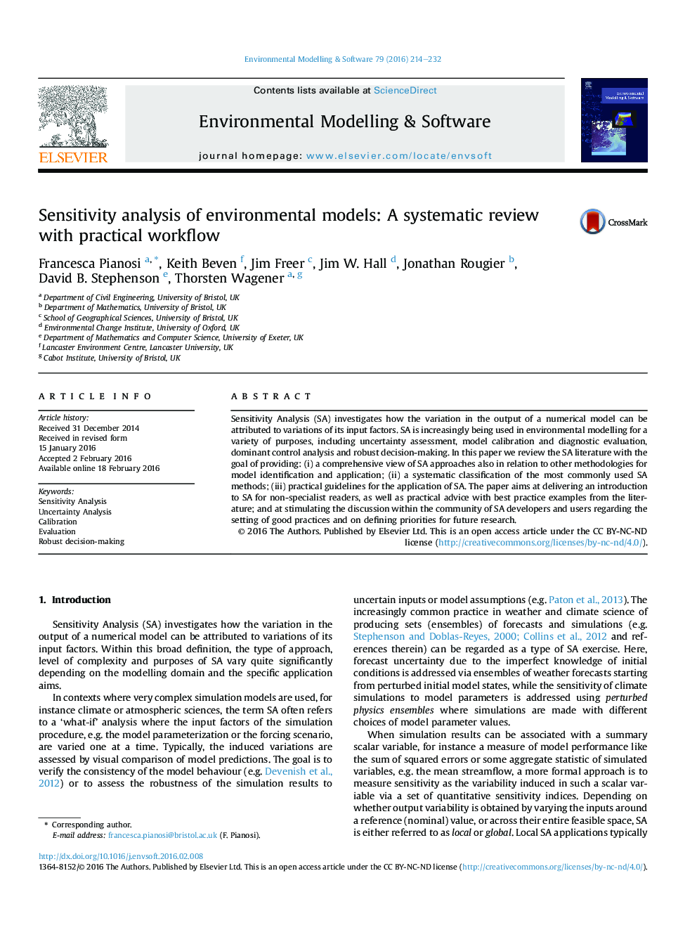 Sensitivity analysis of environmental models: A systematic review with practical workflow