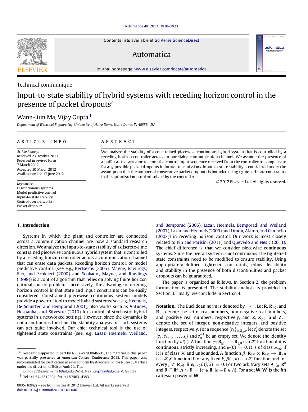 Input-to-state stability of hybrid systems with receding horizon control in the presence of packet dropouts 