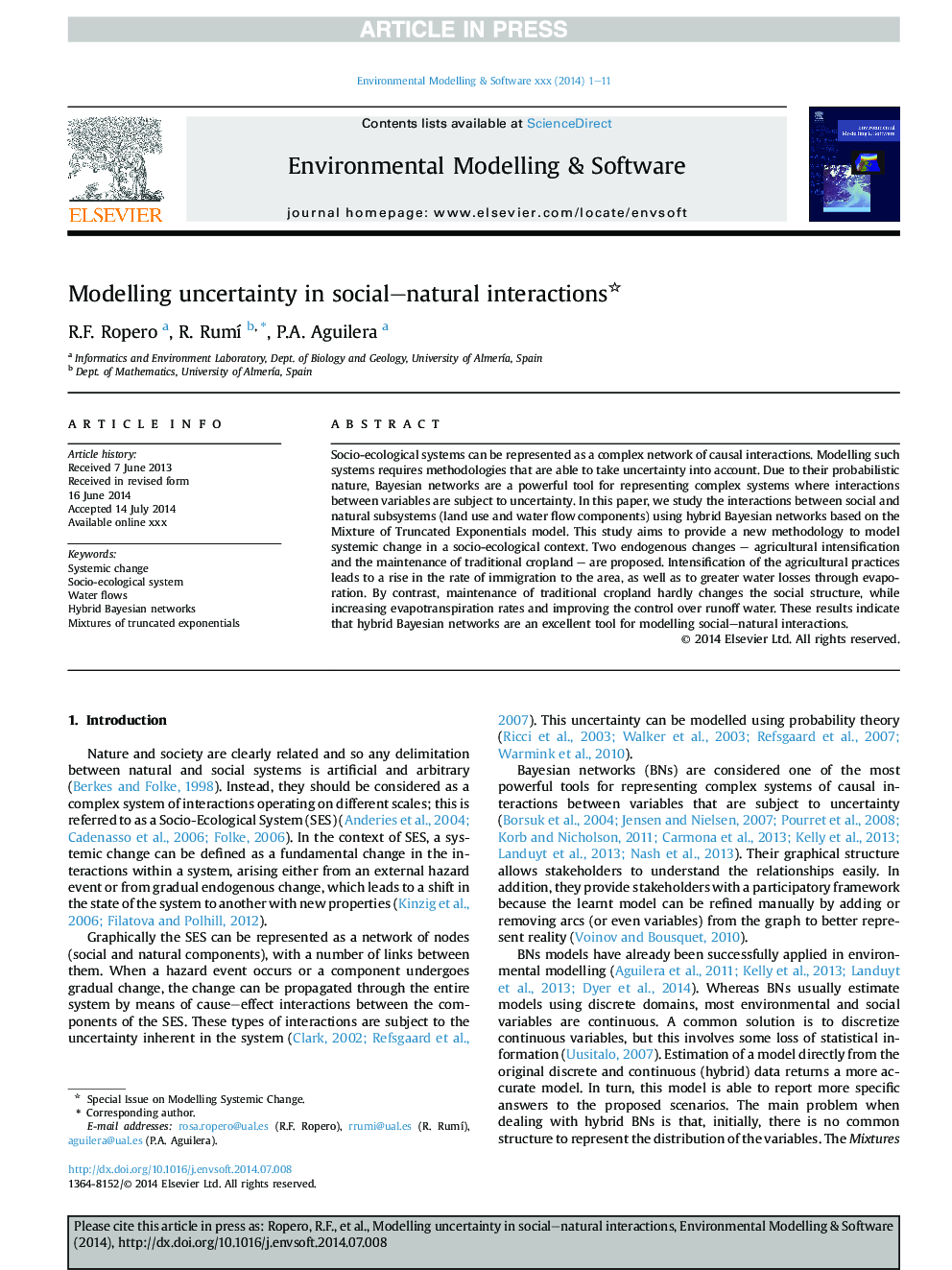 Modelling uncertainty in social-natural interactions