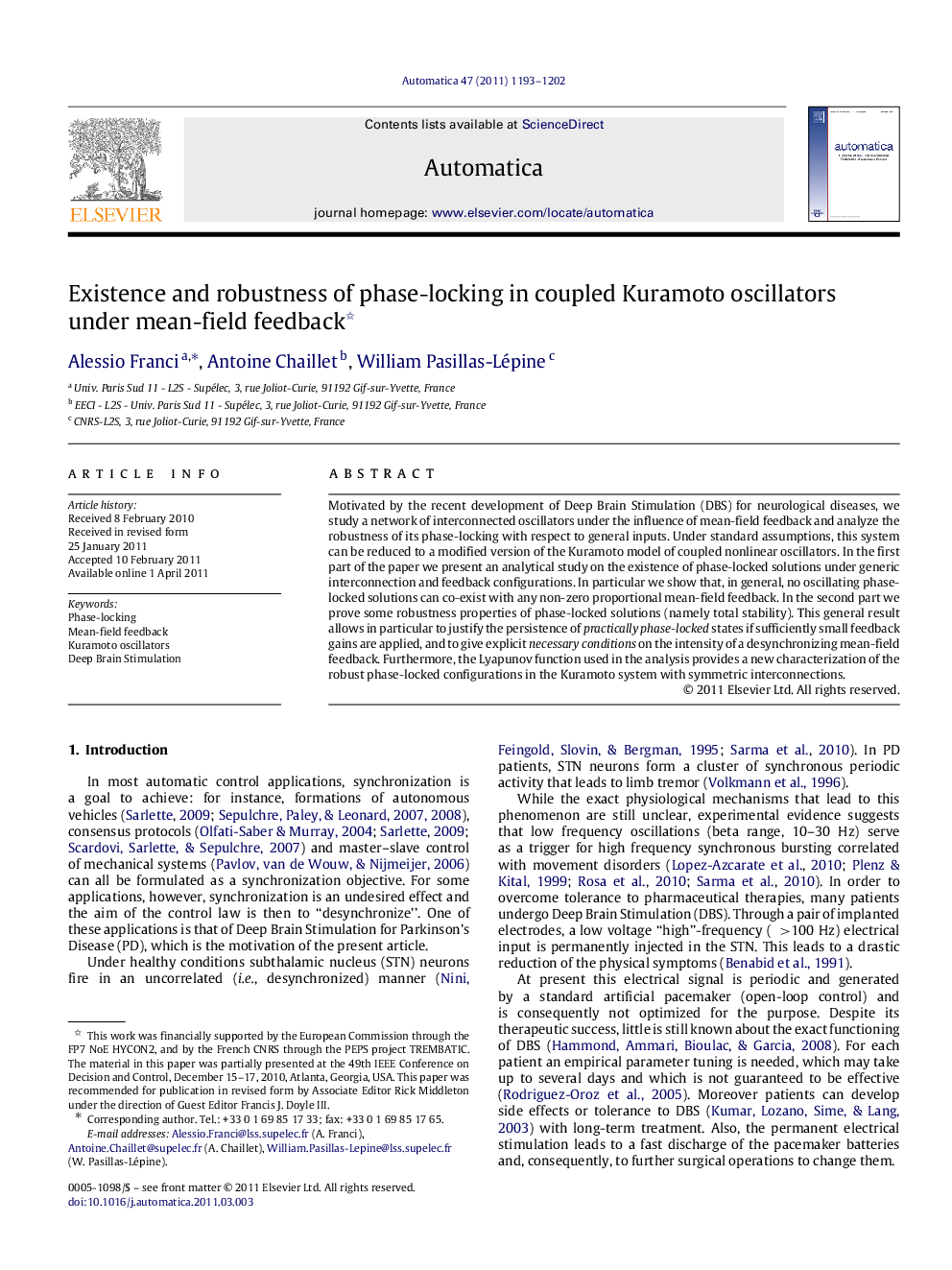 Existence and robustness of phase-locking in coupled Kuramoto oscillators under mean-field feedback 