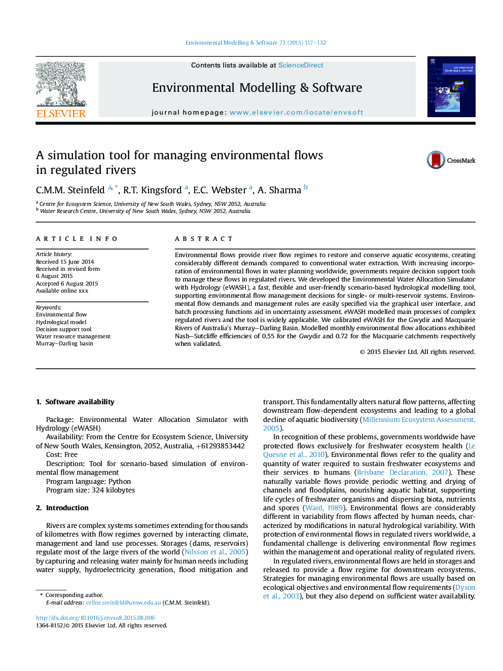 A simulation tool for managing environmental flows in regulated rivers