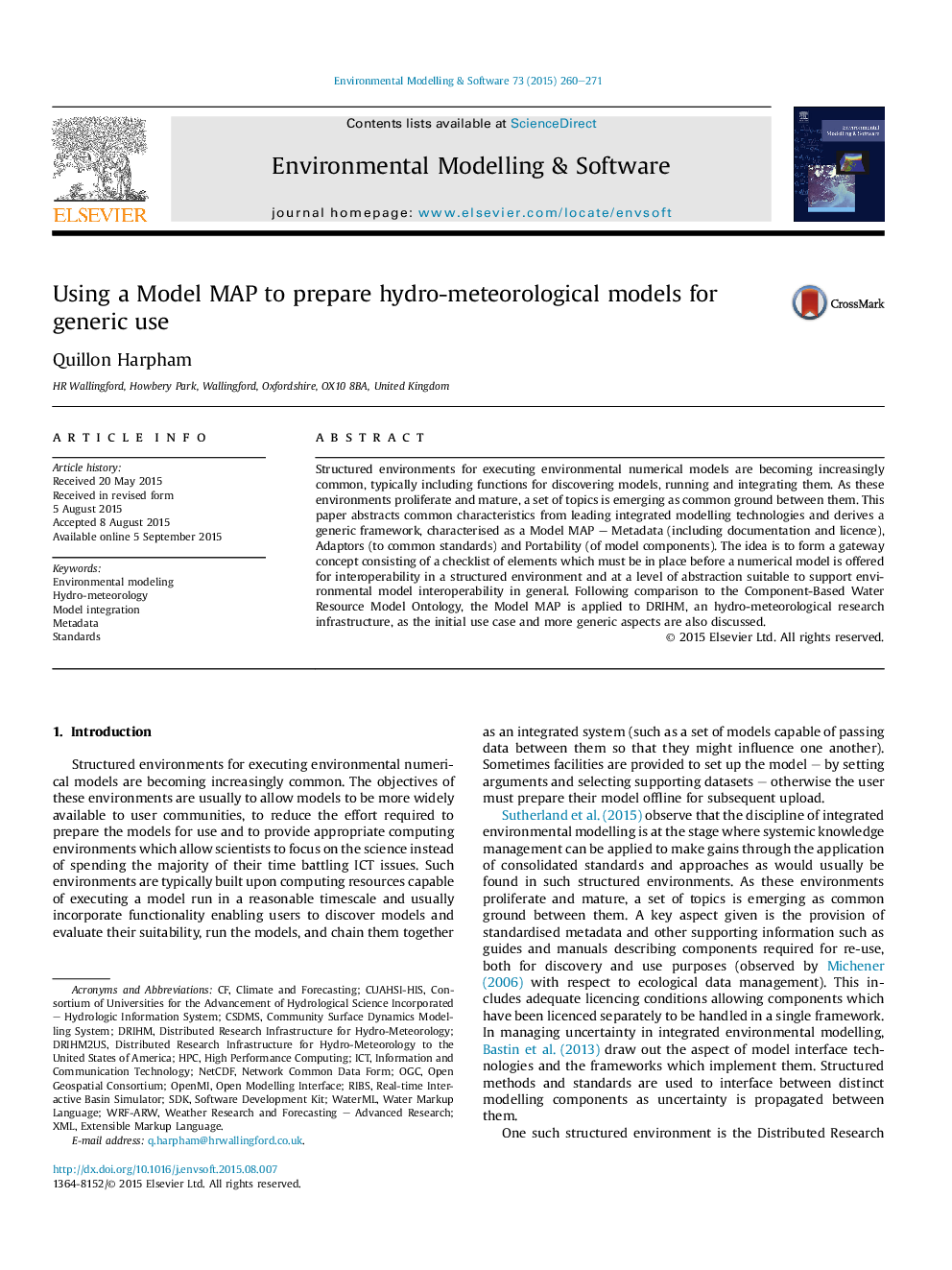 Using a Model MAP to prepare hydro-meteorological models for generic use