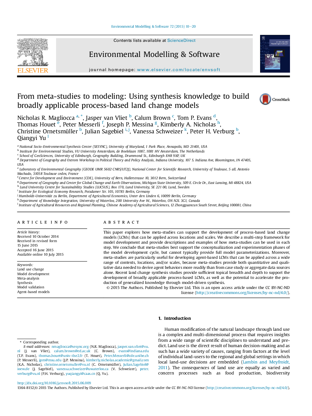 From meta-studies to modeling: Using synthesis knowledge to build broadly applicable process-based land change models