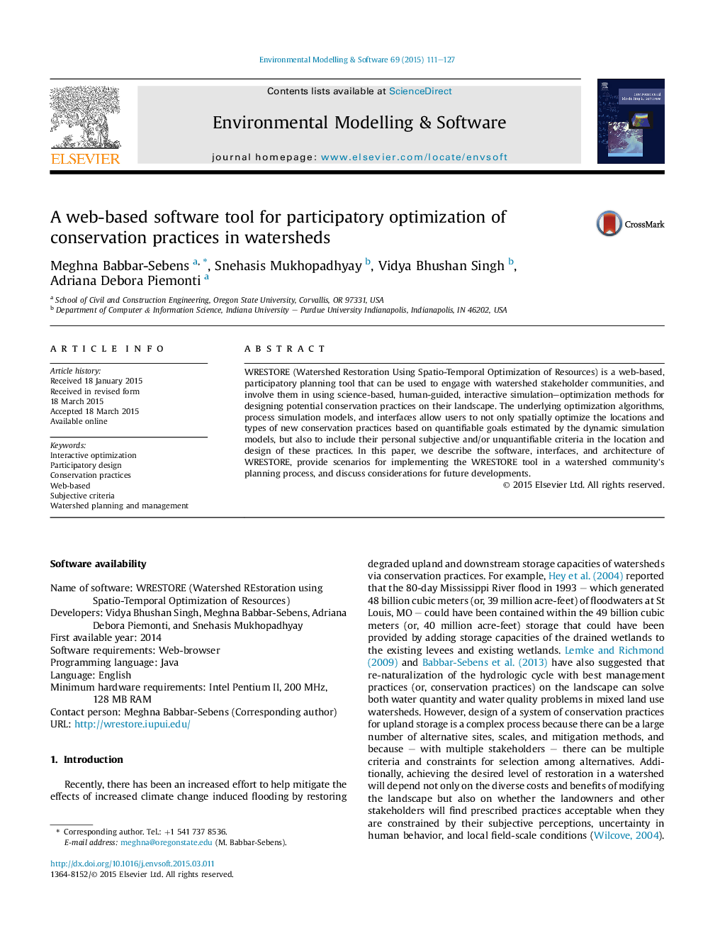 A web-based software tool for participatory optimization of conservation practices in watersheds