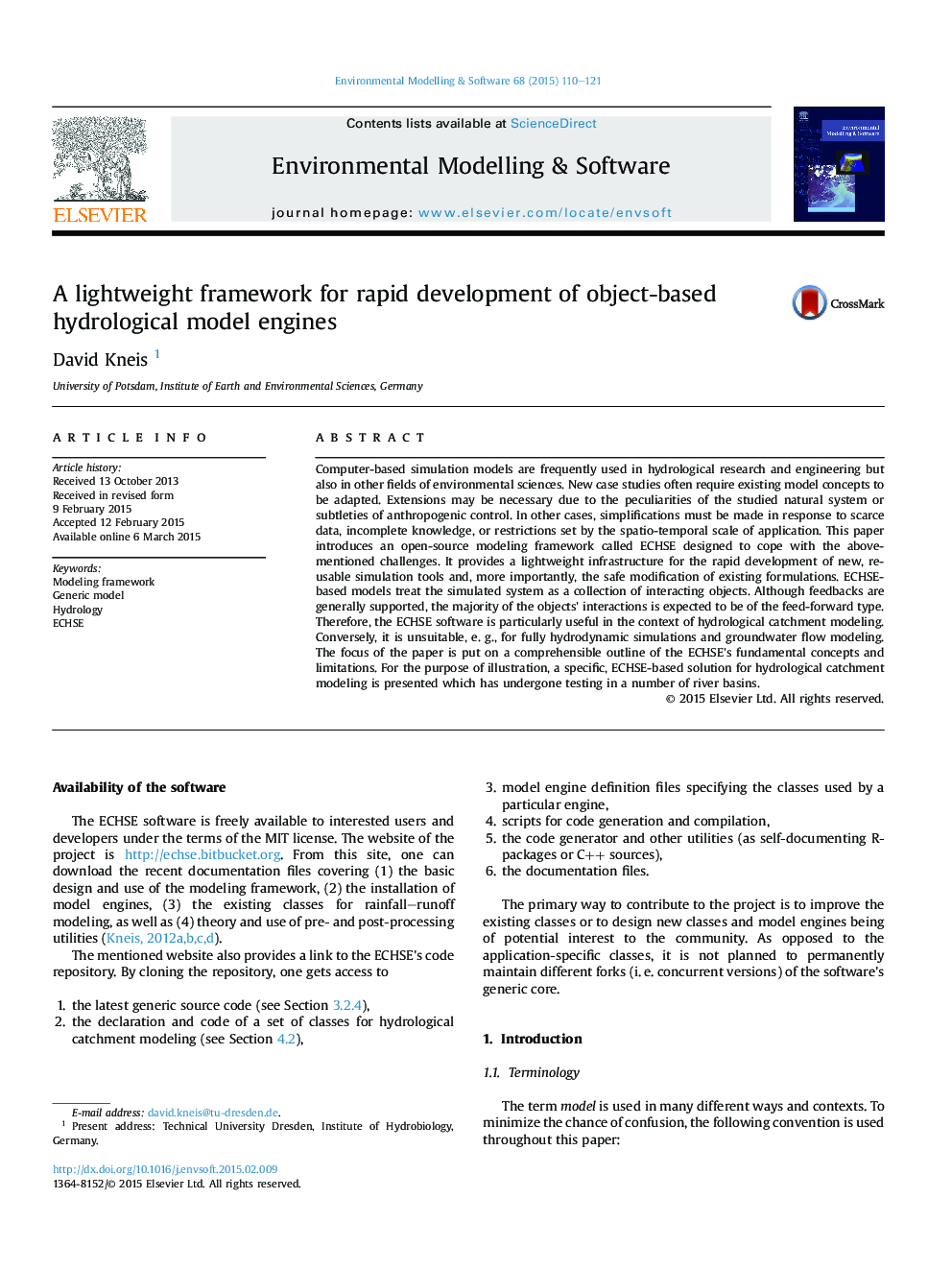 A lightweight framework for rapid development of object-based hydrological model engines