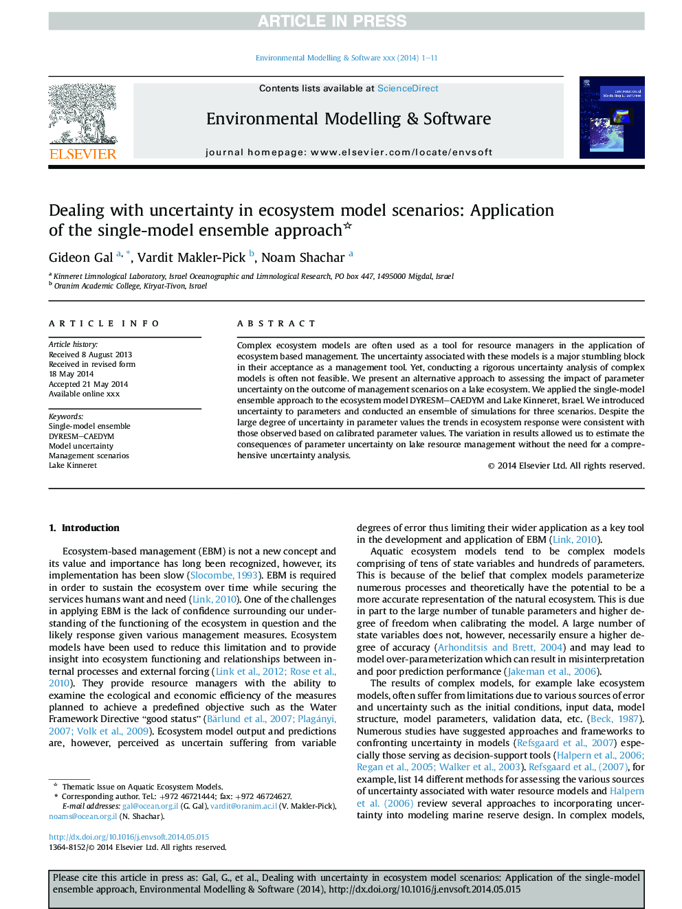 Dealing with uncertainty in ecosystem model scenarios: Application of the single-model ensemble approach