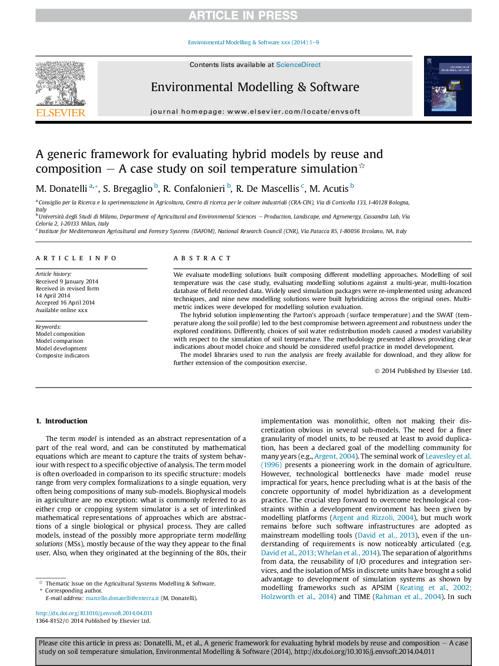 A generic framework for evaluating hybrid models by reuse and composition - A case study on soil temperature simulation