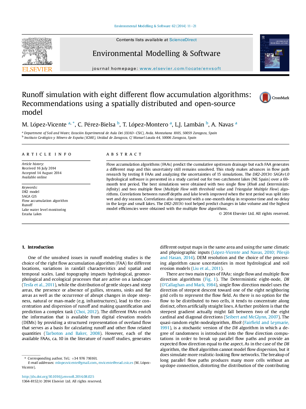 شبیه سازی رواناب با هشت الگوریتم مختلف تجمع جریان: توصیه هایی با استفاده از یک مدل فضایی توزیع شده و منبع باز 