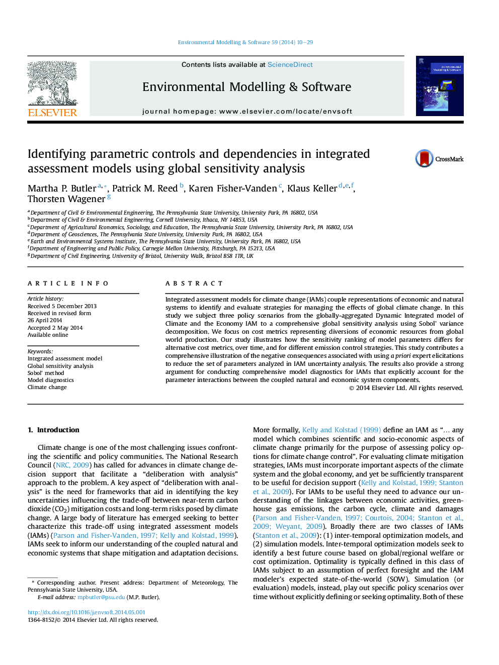 شناسایی کنترل های پارامتری و وابستگی ها در مدل های ارزیابی یکپارچه با استفاده از تجزیه و تحلیل حساسیت جهانی 