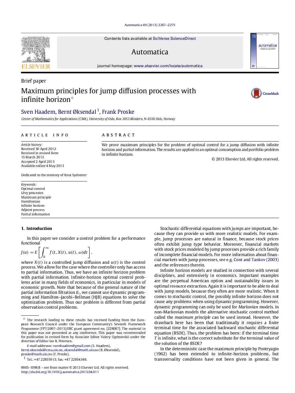 Maximum principles for jump diffusion processes with infinite horizon 