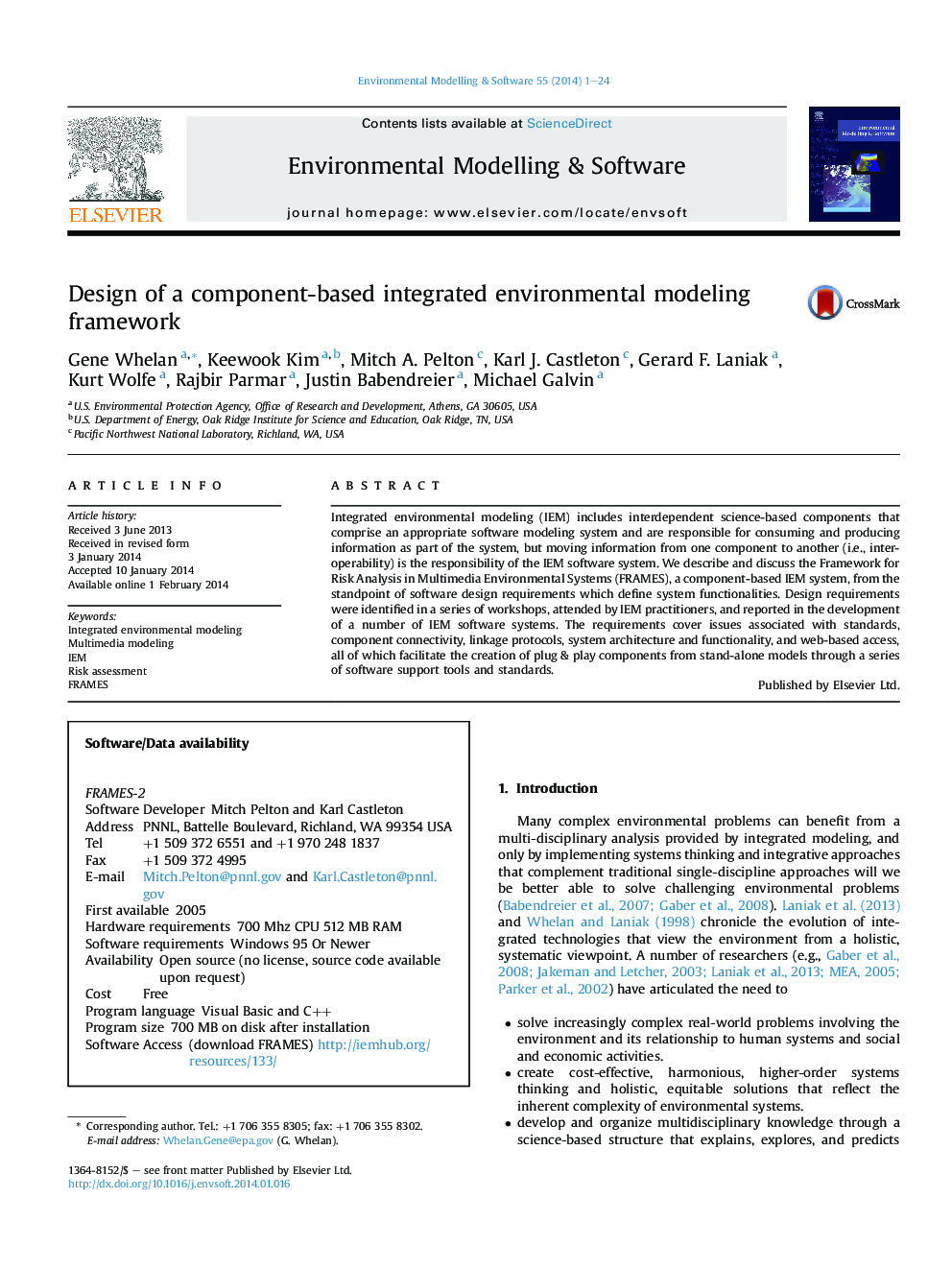 Design of a component-based integrated environmental modeling framework