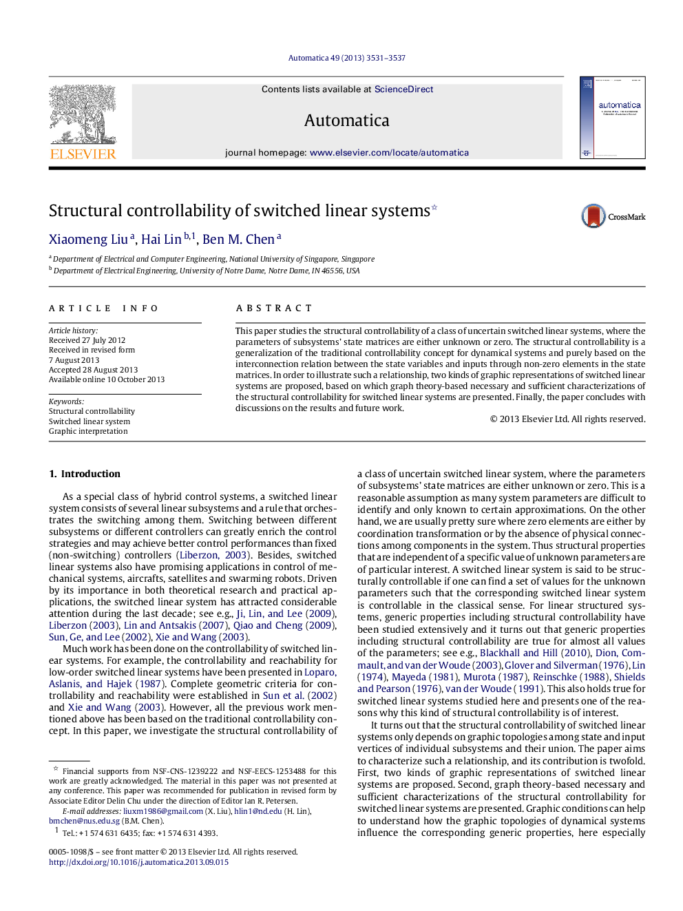 Structural controllability of switched linear systems 