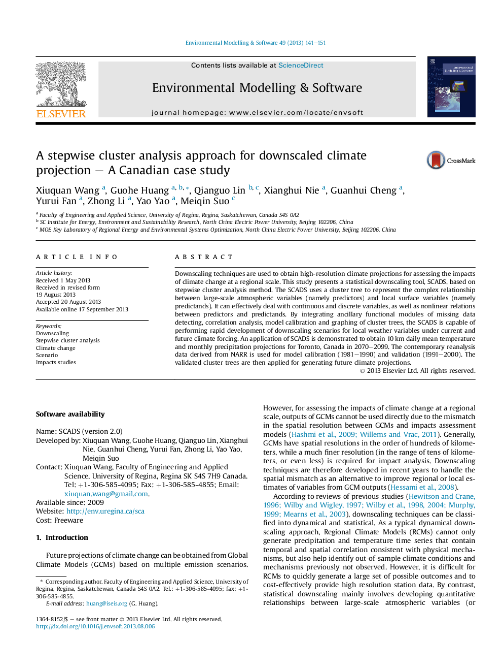 A stepwise cluster analysis approach for downscaled climate projection - A Canadian case study