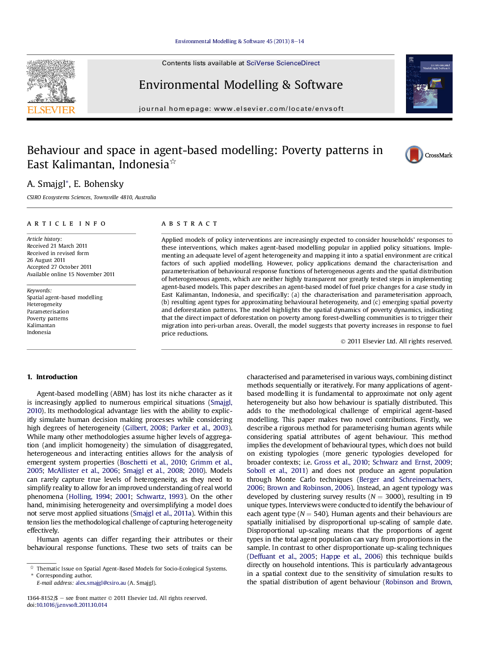 Behaviour and space in agent-based modelling: Poverty patterns in East Kalimantan, Indonesia