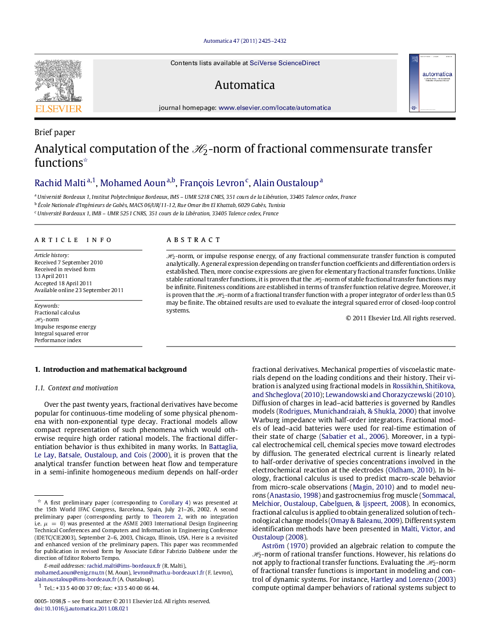 Analytical computation of the ℋ2ℋ2-norm of fractional commensurate transfer functions 