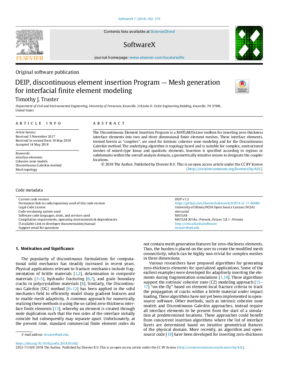 DEIP, discontinuous element insertion ProgramÂ -Â Mesh generation for interfacial finite element modeling