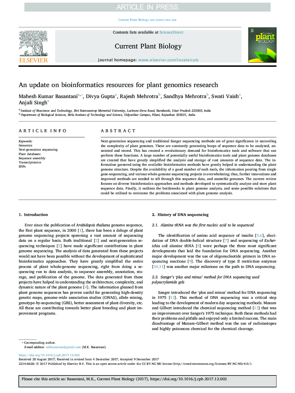 An update on bioinformatics resources for plant genomics research